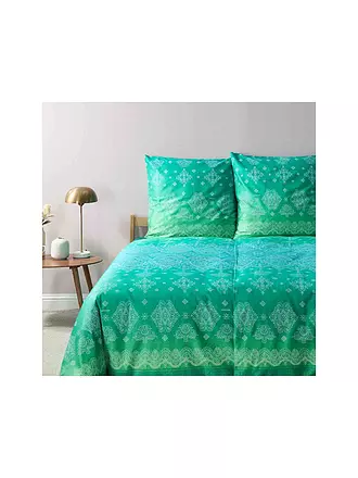 BASSETTI | Satin Bettwäsche KERALA 2x 70x90cm / 200x200cm Gruen | 